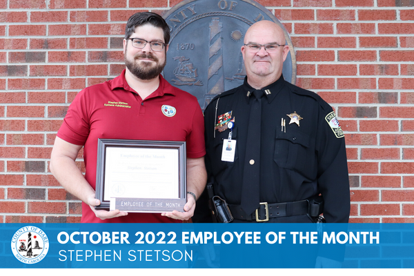 Stephen Stenson, 911 center systems administrator, named Dare Co. Employee of the Month for Oct. 2022