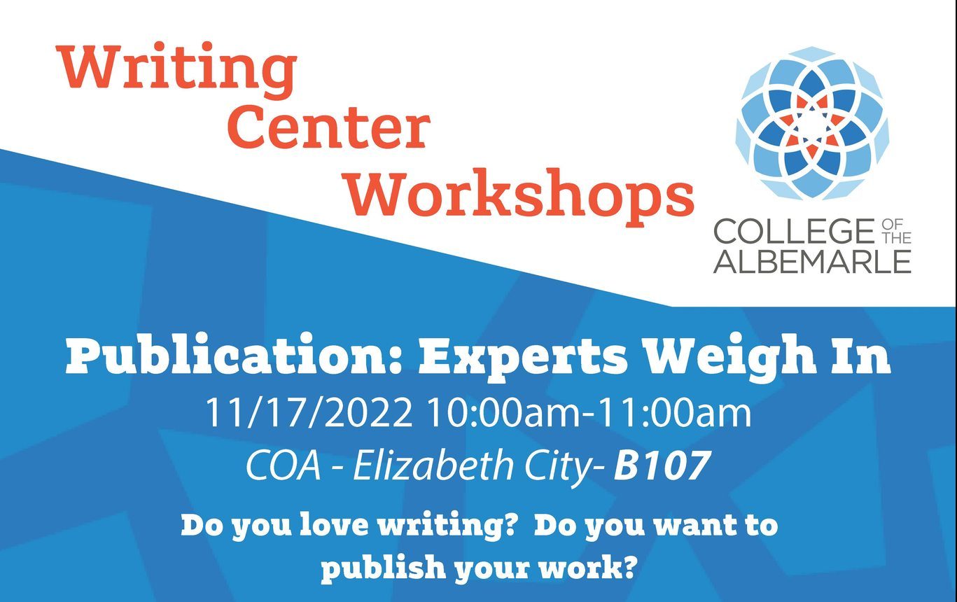 College Of The Albemarle Writing Center hosts free workshop on Nov. 17