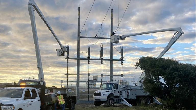 Power to Hatteras, Ocracoke now running along Jug Handle Bridge line
