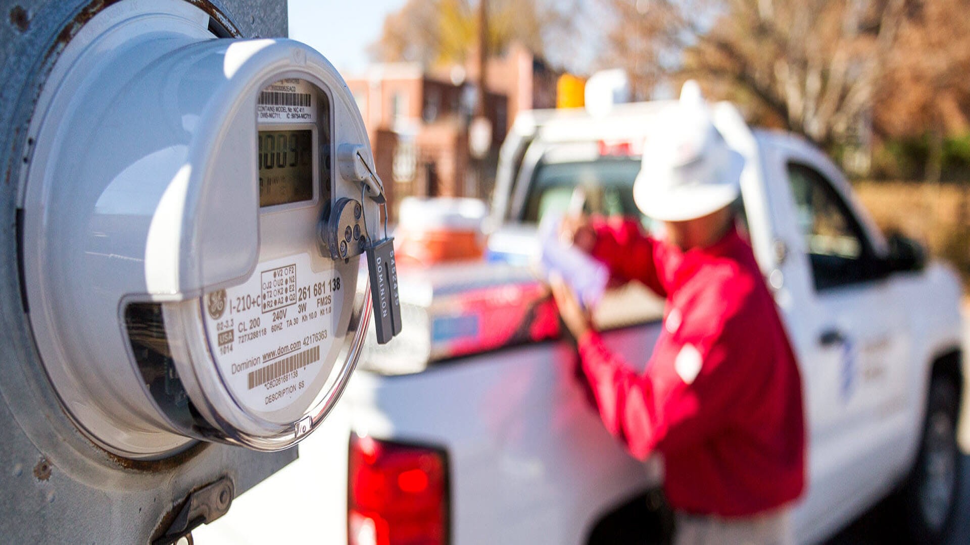 Contractors for Dominion Energy in the area upgrading customers with smart meters